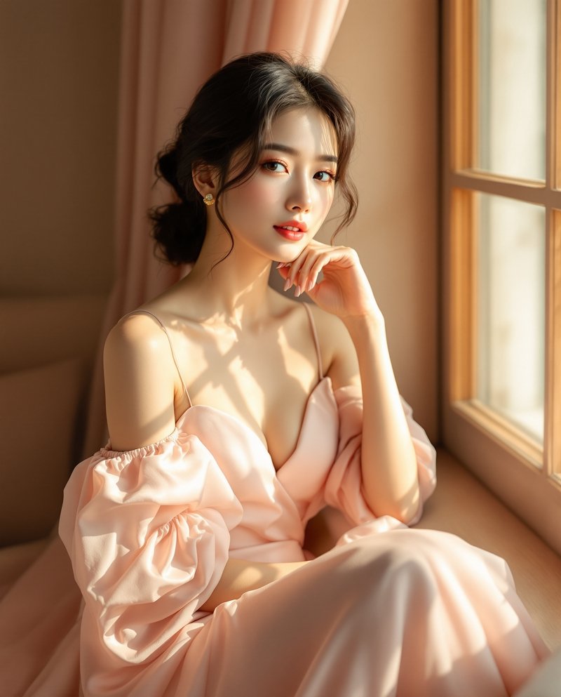 美女图片秀图集内页 - 窗边的温柔瞬间