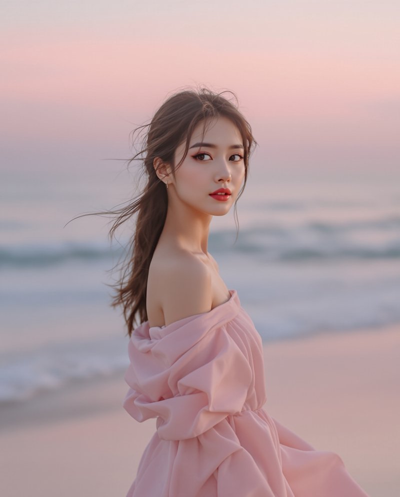 暮色中的海边剪影 - 美女图片秀浪漫花语图集