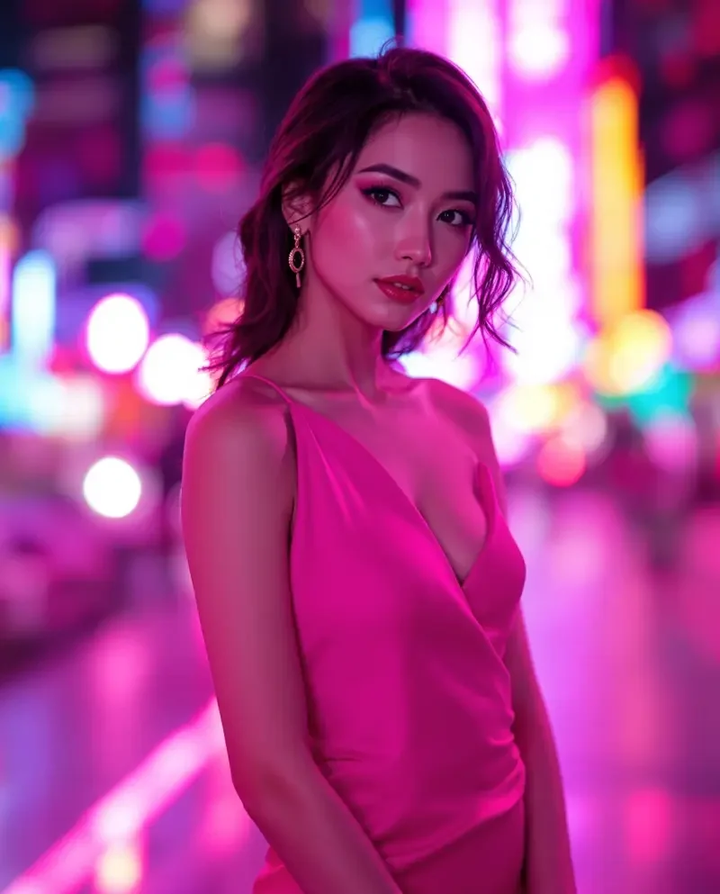 霓虹夜色里的摩登剪影 - 美女图片秀简约都市图集