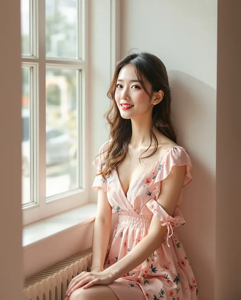 美女图片秀图集内页 - 夏日窗边的轻盈