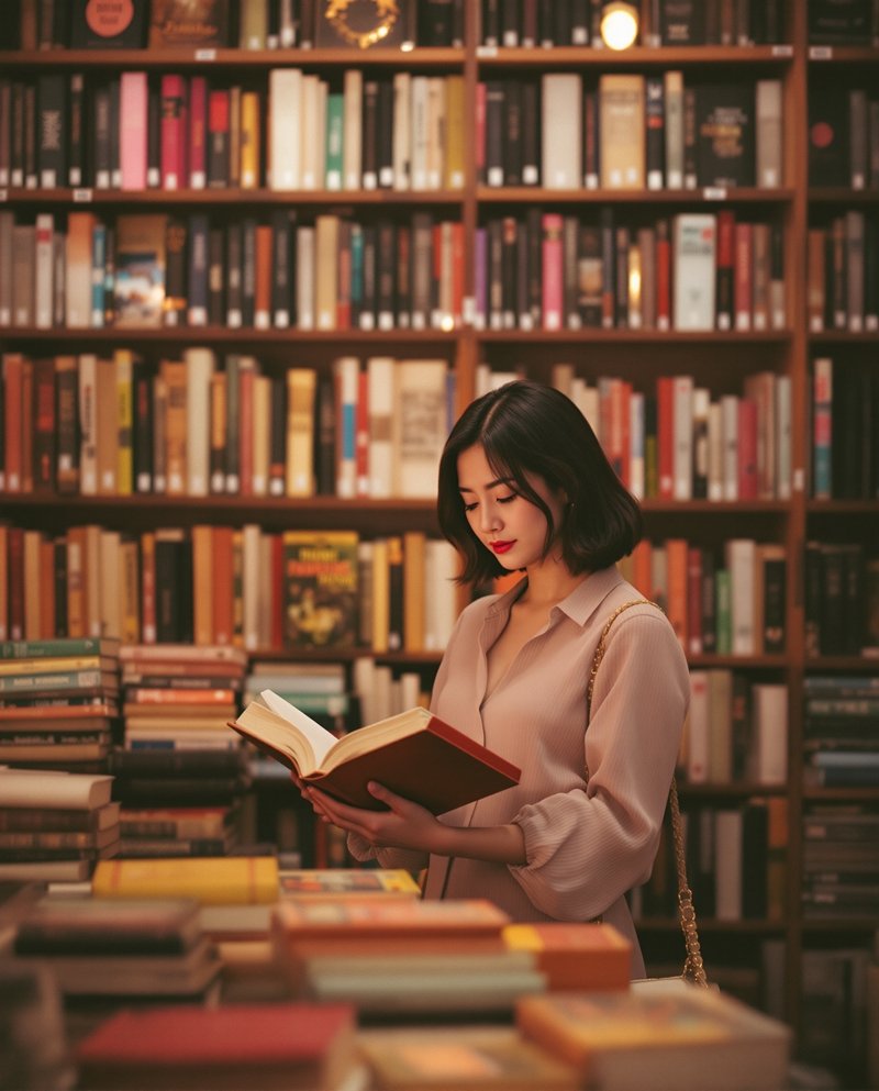 旧书铺里的温柔时光 - 美女图片秀复古胶片写真图集