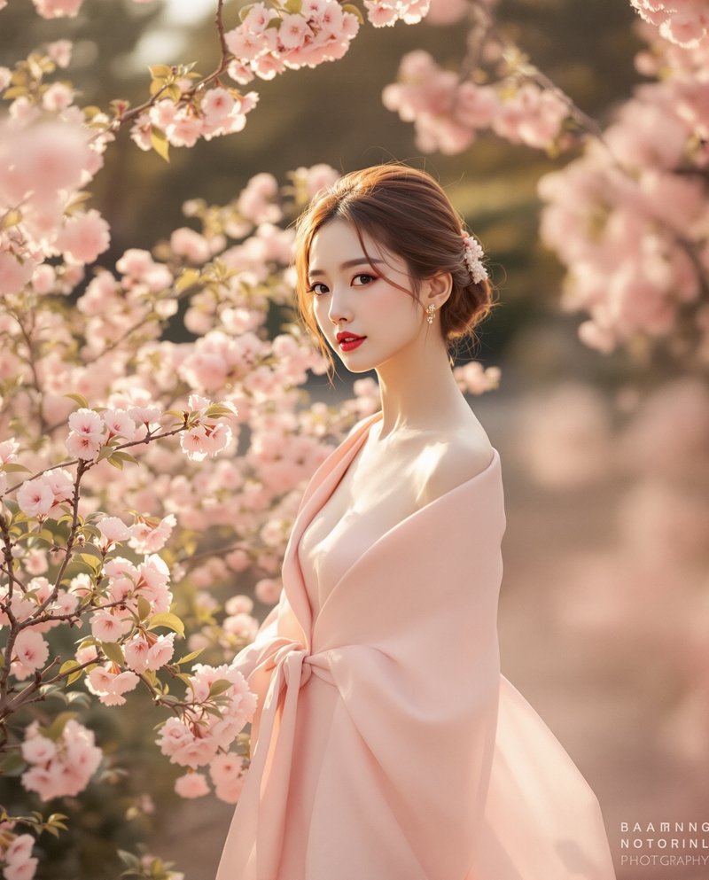 美女图片秀图集内页 - 桃影间的漫步